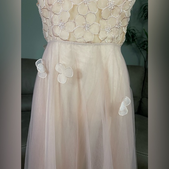 NWT Zac Posen Blush Floral Appliqué Tulle Gown Sz 6 Formal Holiday Event Gala - Picture 5 of 11